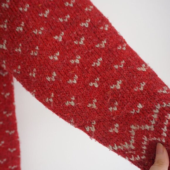 Vintage Encore Tricot Red 10% Wool Knit Icelandic Button Cardigan Sweater XL - Picture 14 of 16